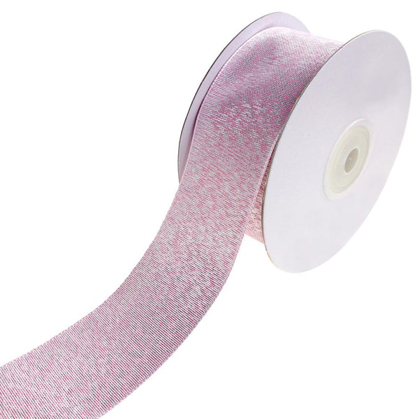 Shimmering Metallic Textured Weave Ribbon, Pink, 1-1/2-Inch, 10-Yard