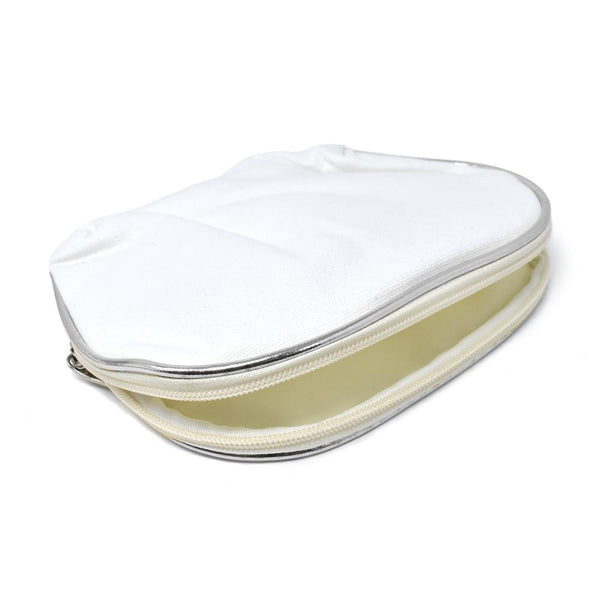 Cotton Muslin Shell Cosmetic Makeup Bag, 6-1/2-Inch, Silver