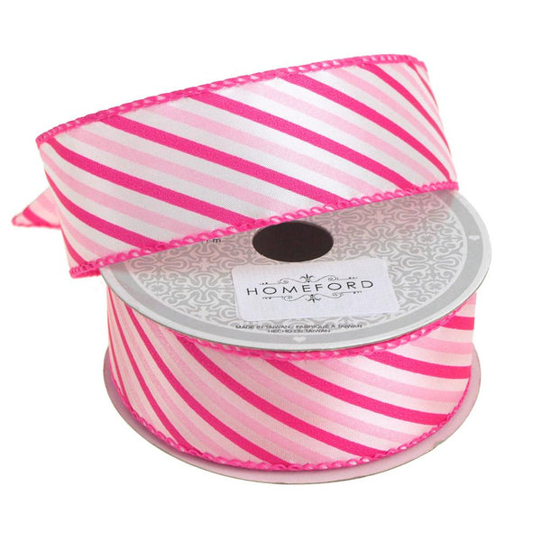 Candy Summer Striped Polyester Ribbon, 1-1/2-Inch, 10 Yards, Hot Pink