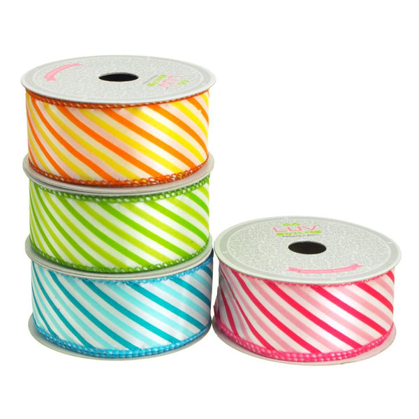 Candy Summer Striped Polyester Ribbon, 1-1/2-Inch, 10 Yards