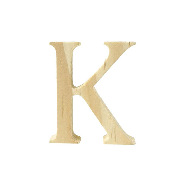 Pine Standing Wood Letter K, 2-Inch, 3-Count