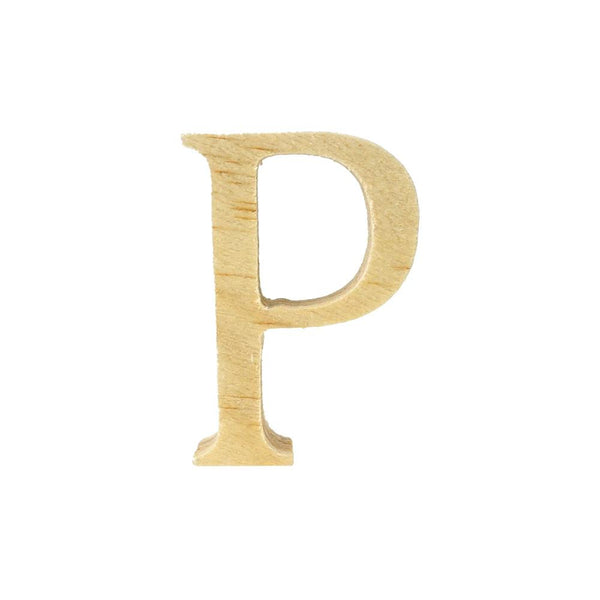 Pine Standing Wood Letter P, 2-Inch, 3-Count