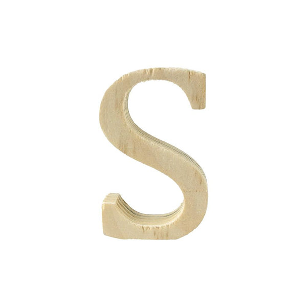 Pine Standing Wood Letter S, 2-Inch, 3-Count