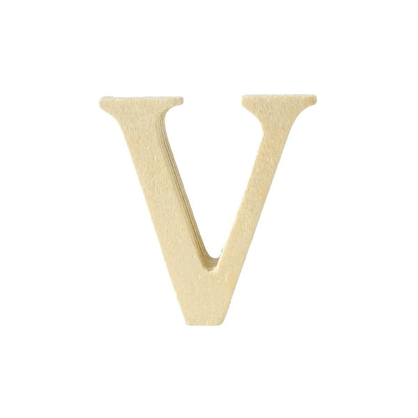 Pine Standing Wood Letter V, 2-Inch, 3-Count