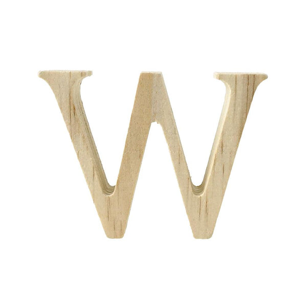 Pine Standing Wood Letter W, 2-Inch, 3-Count