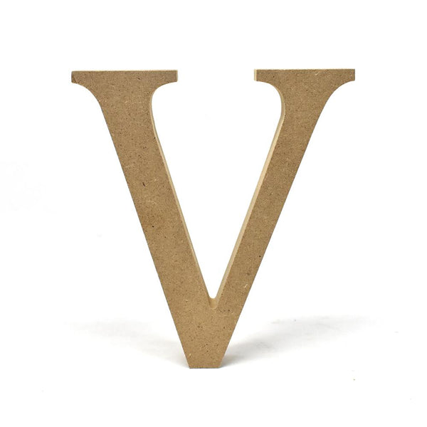 Smooth Pressed Board Wood Serif Letter, Natural, 5-1/8-Inch, V