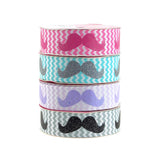 Glitter Mustache Chevron Grosgrain Ribbon, 7/8-inch, 3-yard