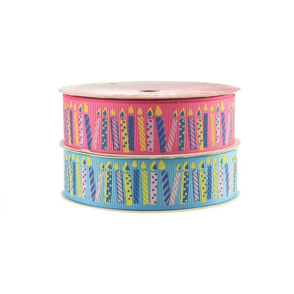 Happy Birthday Candles Grosgrain Ribbon, 7/8-inch, 4-yard