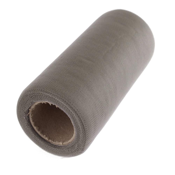 Premium American Tulle Spool Roll, Made in the USA, 6-Inch, 25 Yards, Metal Grey