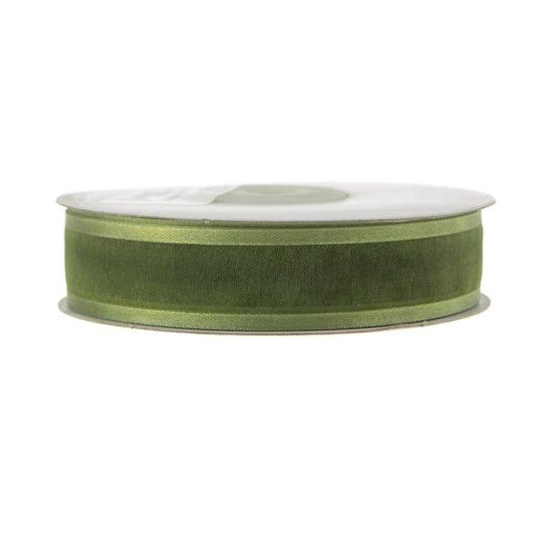 Satin-edge Sheer Organza Ribbon, 7/8-Inch, 25 Yards, Moss Green