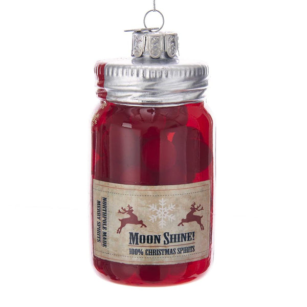 Hanging Glass Cherry Moon Shine Christmas Ornament, Red, 4-1/2-Inch