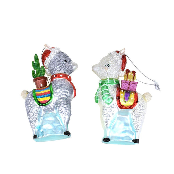 Nobles Gems Glass Alpaca Ornaments, 4-3/4-Inch, 2-Piece