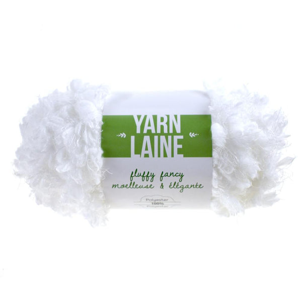 Fluffy Fancy Solid Colored Polyester Yarn Bundle, 65-Yard, White