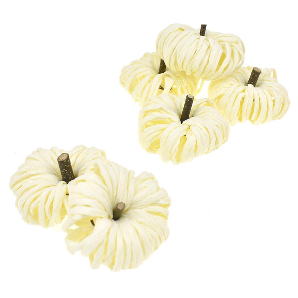 Bagged Raffia Pumpkin Decoration, 1-1/2-Inch, 6-Count, White