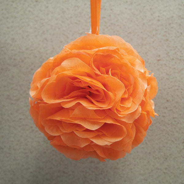 Silk Flower Kissing Balls Wedding Centerpiece, 6-Inch, Orange