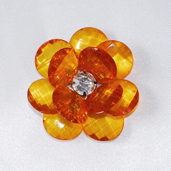 Flower Crystal Lotus, Round Edge, 1-3/4-inch, 6-Piece, Orange