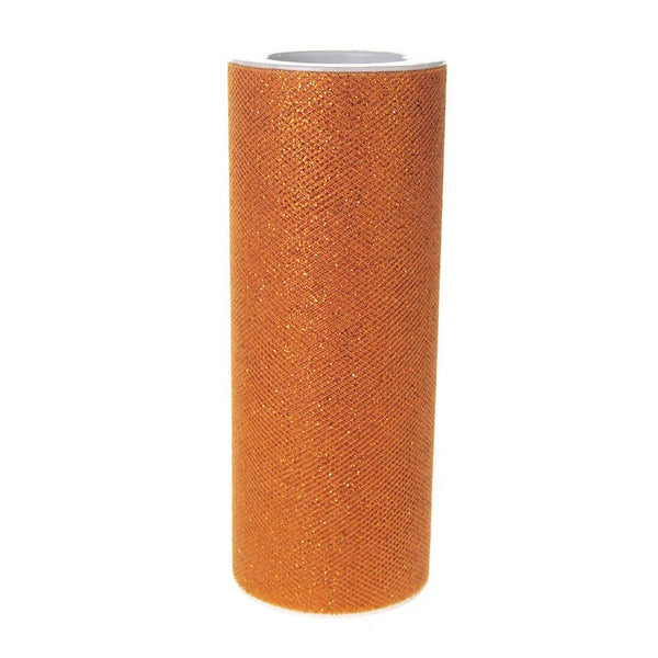 Glitter Tulle Spool Roll, 6-Inch, 10 Yards, Orange