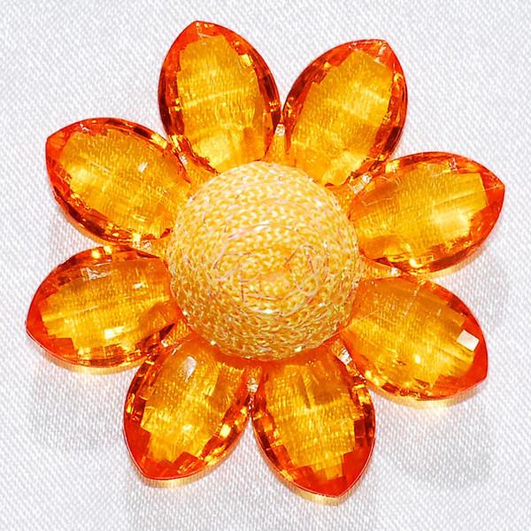 Sunflower Acrylic Crystal Flower, 1-3/4-inch, 6-Piece, Orange