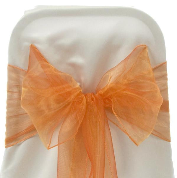 Organza Chair Bow Sash, 9-inch, 10-feet, 6-piece, Orange