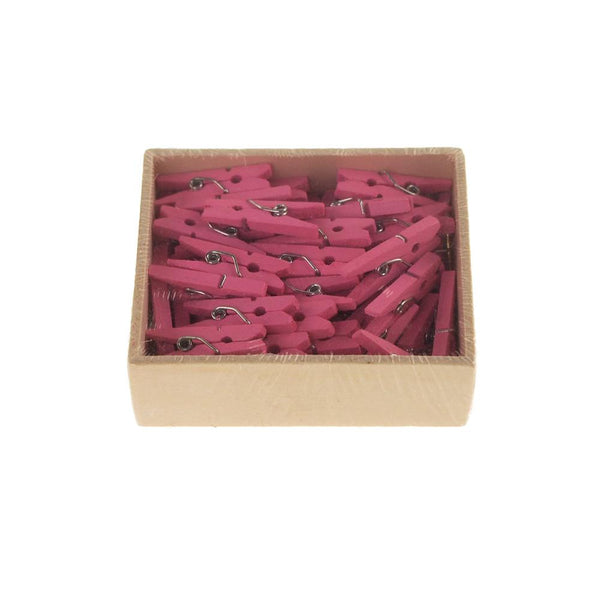 Mini Wooden Clothespins, 1-Inch, 50-Count, Pink