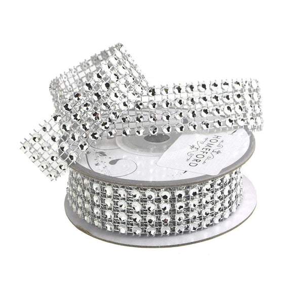 Rhinestone Ribbon Craft Trim, 3/4-Inch, 3 Yards, Silver