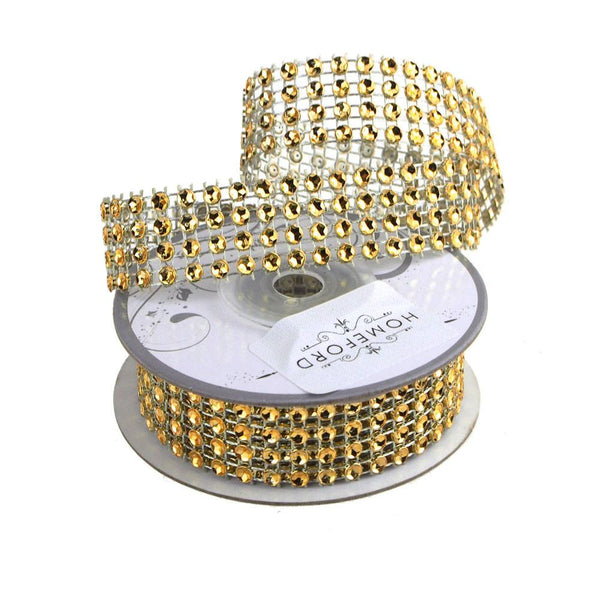 Rhinestone Ribbon Craft Trim, 3/4-Inch, 3 Yards, Gold