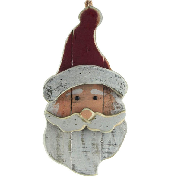 Distressed Santa Head Wooden Hanging Decor, 17-Inch