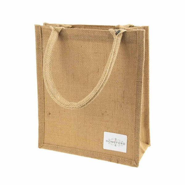 Burlap Jute Tote Bag with Gusset Handle, 11-Inch