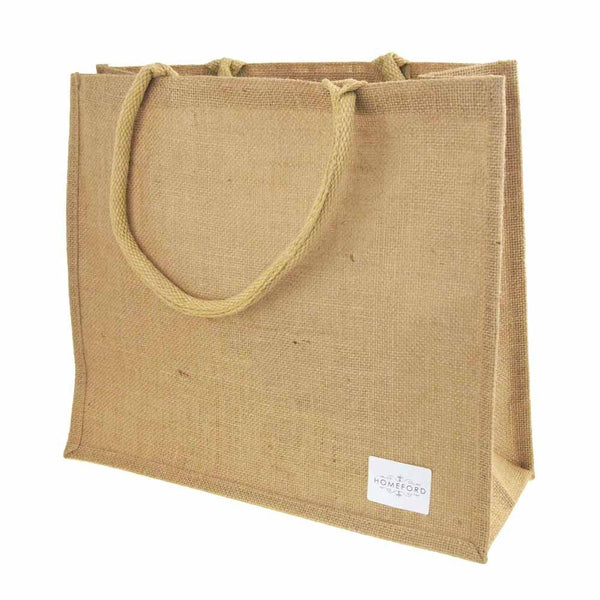 Burlap Jute Tote Bag with Gusset Handle, 15-1/2-Inch