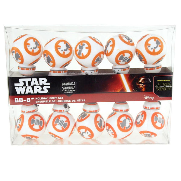 BB8 Star Wars Plastic Ornament String Light Set, 10 LED, Warm Yellow