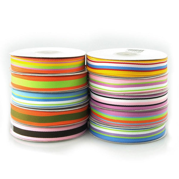 Rainbow Striped Grosgrain Ribbon, 5/8-Inch, 25 Yards