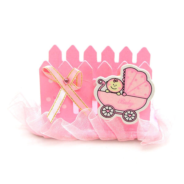 Wooden Fence Baby Favor Napkin Holder, 2-Inch, Pink