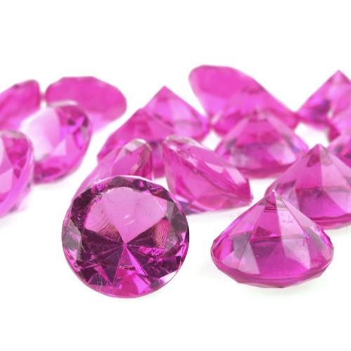 Acrylic Diamond Crystal Table Scatter, 1-3/8-inch, 60-Piece, Fuchsia