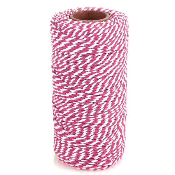 Cotton Bakers Twine Ribbon, 10 Ply, 100 Yards, Fuchsia