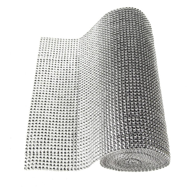 Rhinestone Diamond Wrap Mesh Ribbon, 9-1/2-Inch, 5 Yards, Silver