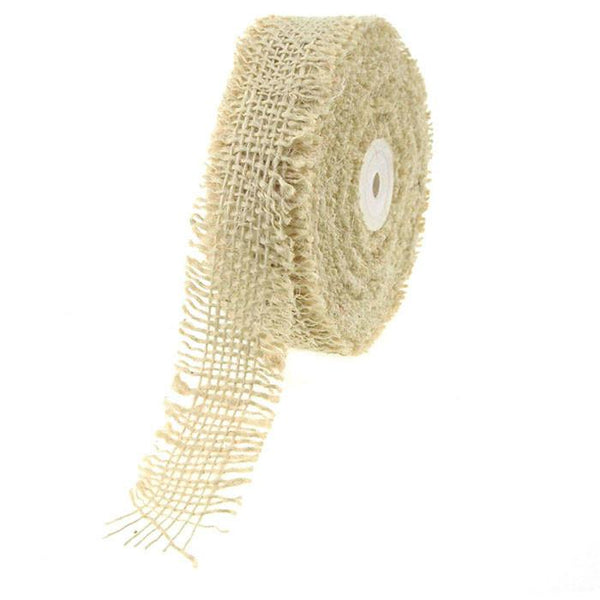 Burlap Ribbon Fringed Edge, 1-1/2-Inch, 10 Yards, Off White