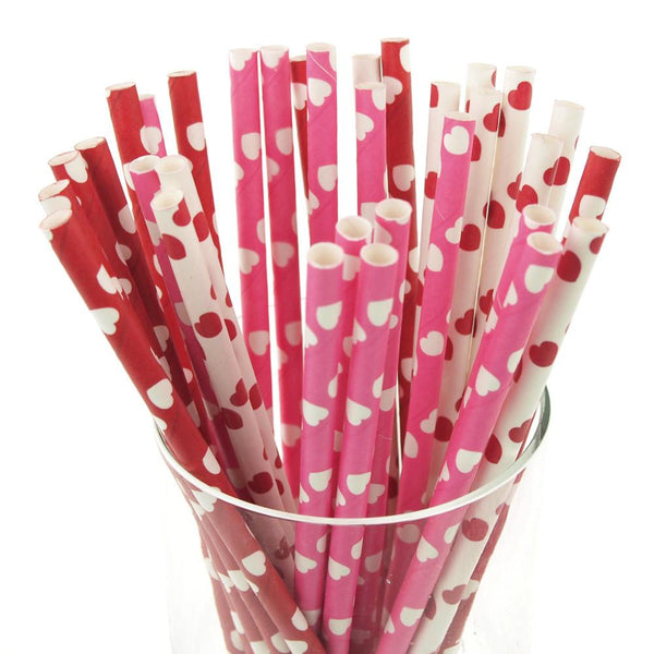 Heart Paper Straws, 7-3/4-inch, 25-Piece