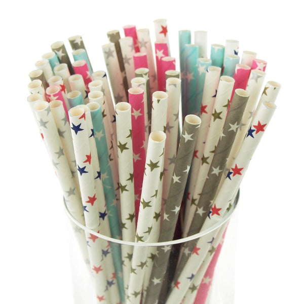 Star Paper Straws, 7-3/4-inch, 25-Piece