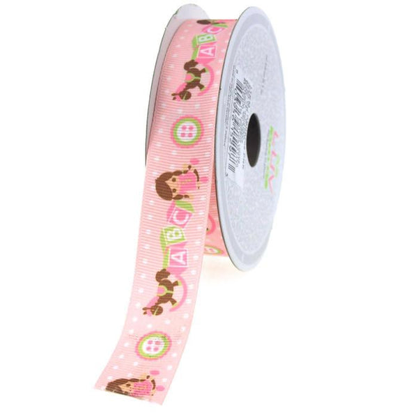 ABC Blocks Grosgrain Ribbon, 7/8-inch, 10-yard, Pink