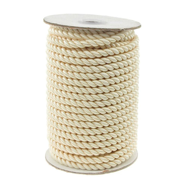 Pastel Twisted Cord Rope 2 Ply, 6mm, 25 Yards, Ivory