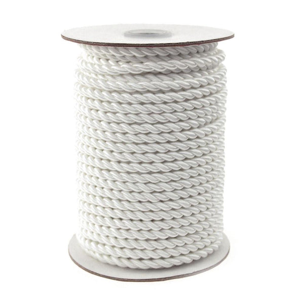 Pastel Twisted Cord Rope 2 Ply, 6mm, 25 Yards, White