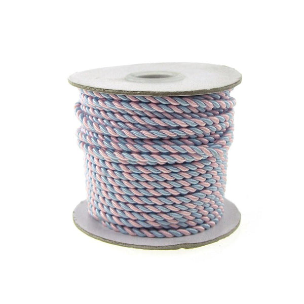 Pastel Twisted Cord Rope 2 Ply, 3mm, 25 Yards, Pink/Blue