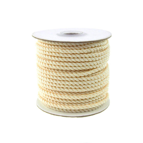 Pastel Twisted Cord Rope 2 Ply, 3mm, 25 Yards, Ivory