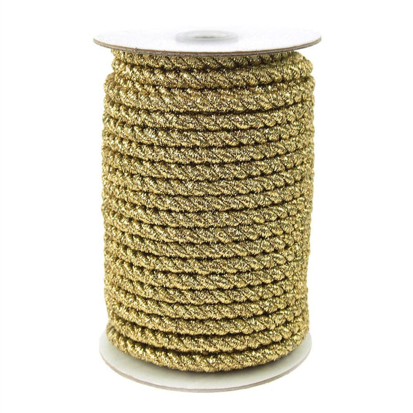 Twisted Cord Rope 2 Ply, 6mm, 25-yard, Gold Trim, Gold