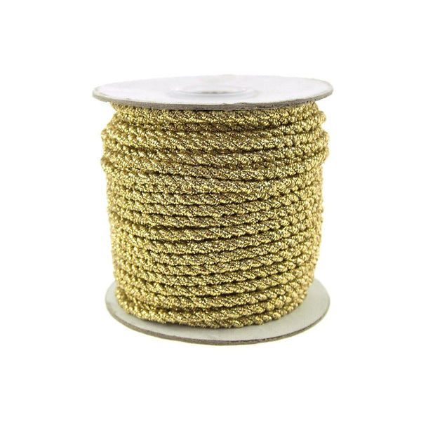 Twisted Cord Rope 2 Ply, 3mm, 25-yard, Gold Trim, Gold