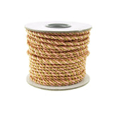 Twisted Cord Rope 2 Ply, 3mm, 25-yard, Gold Trim