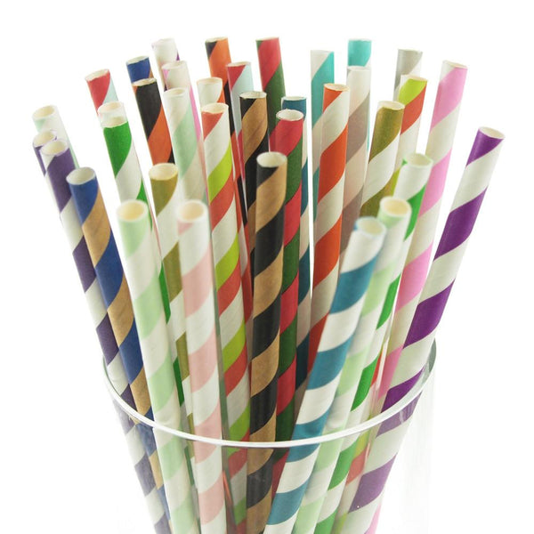 Candy Striped Paper Straws, 7-3/4-inch, 25-Piece