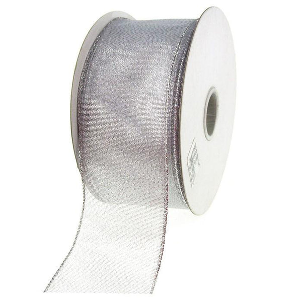 Shimmer Chiffon Holiday Christmas Ribbon Wired Edge, 2-1/2-Inch, 50 Yards, Silver