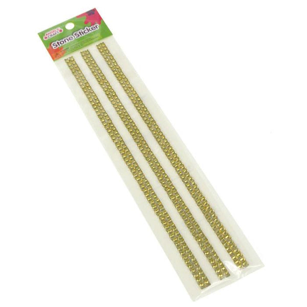 Self Adhesive Acrylic Gemstone,, 3 Strips, 10-1/4-Inch, Gold