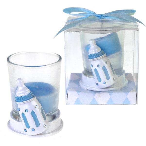 Votive Candle Favors, 2-Inch, Milk Bottle, Light Blue